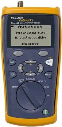 CableIQ – 错误信息-Port or cabling short Autotest not available